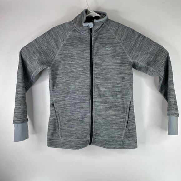 Puma Gray Long Sleeve Zip Up Stand Up Collar Track Jacket Size Medium - Picture 3 of 9